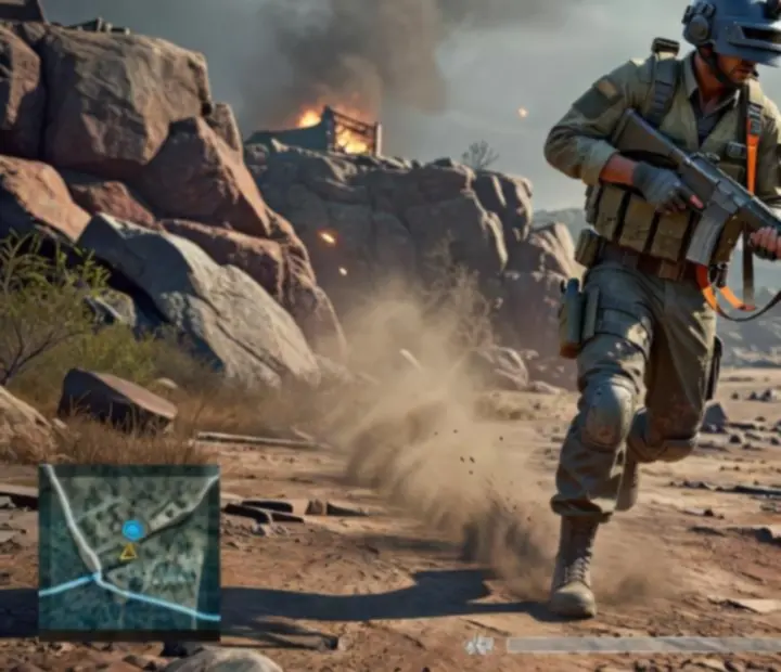 PUBG MOBILE battle royale játékmenet, játékosok tűzharcban egy mobilos pályán
