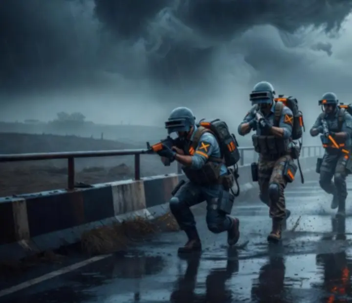 PUBG MOBILE pálya dinamikus időjárási hatásokkal és változó fényviszonyokkal